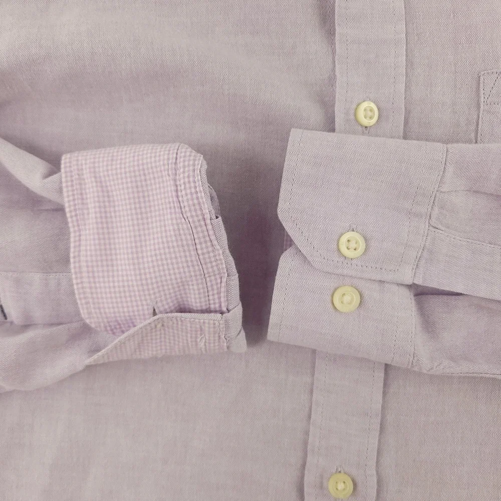 Banana Republic Shirt Mens S Purple Solid Long Sleeve Button Up Linen Cotton